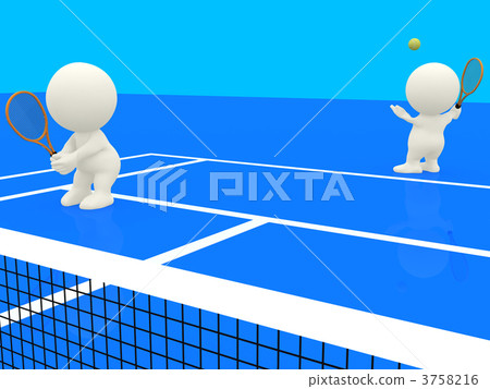 3D people playing tennis 3758216