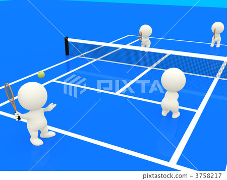 3D people playing tennis 3758217