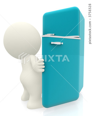 3D man - looking inside fridge 3758328