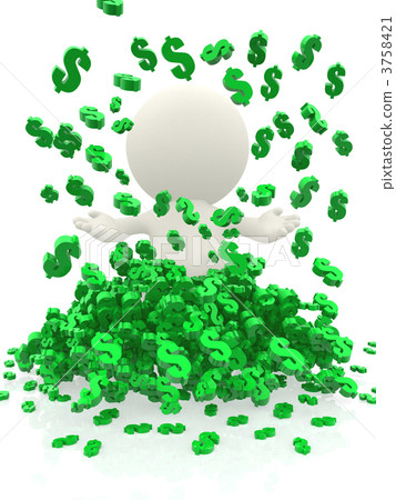 3D man under a money rain - Stock Illustration [3758421] - PIXTA