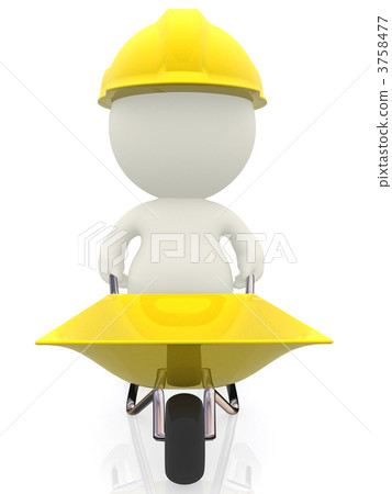 3D construction worker with wheelbarrow 3D construction worker with wheelbarrow 3758477
