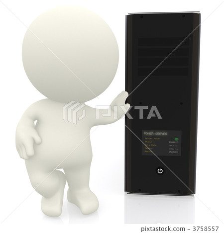 3D man with power server 3758557