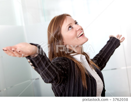 Business woman with opened arms Business woman with opened arms 3762038