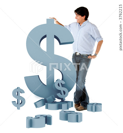 Man leaning on a dollar symbol 3762215