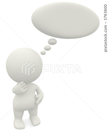 3D man with a thought bubble 3763600