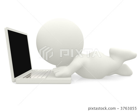 3D man working on a laptop 3763855