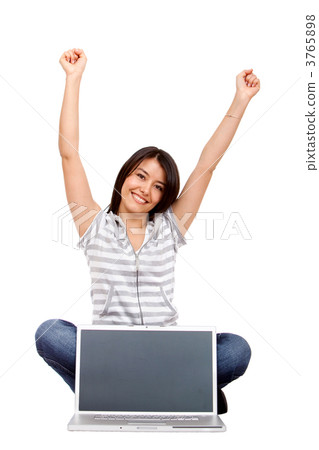 Casual woman with computer 3765898