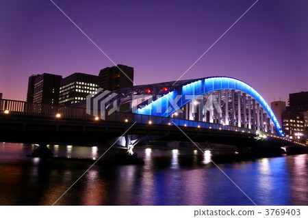 chuo ohashi bridge, eitai bridge, evening scene 3769403