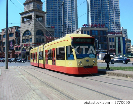 中國大連電車 照片素材 圖片 圖庫