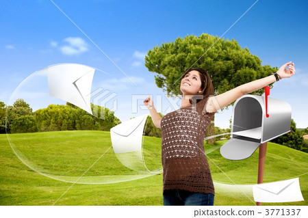 Beautiful woman with a mailbox Beautiful woman with a mailbox 3771337
