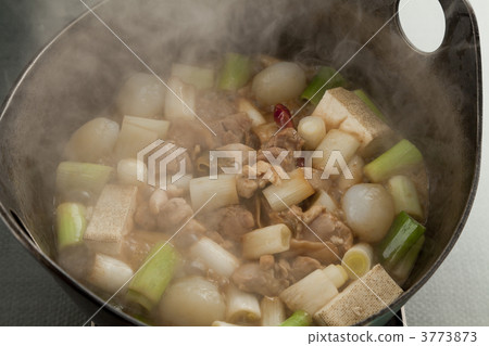 white spring onion, sukiyaki hot pot, chicken 3773873