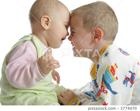 child with baby on white 3774070