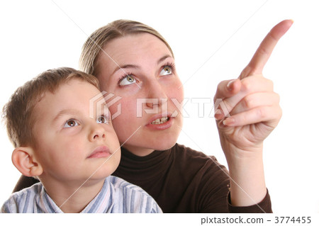 mother show son by finger mother show son by finger 3774455