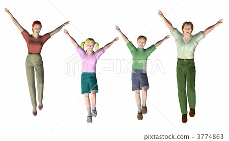 family of four jumping 3774863