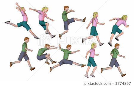 jumping running children render 3774897