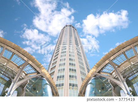 many buildings on sky background, collage 3775419