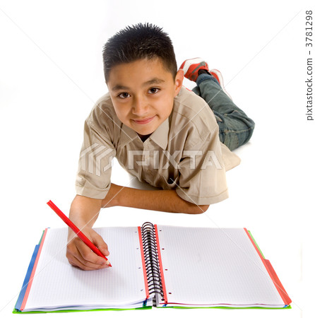 school student doing his homework school student doing his homework 3781298