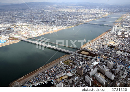 Aerial view of Yodogawa Aerial view of Yodogawa 3781830