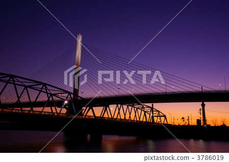 katsushika herb bridge, suspension bridge, the bayshore route of shuto expressway 3786019