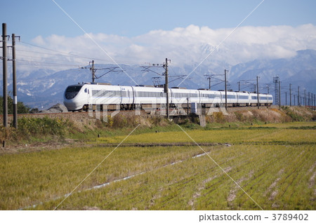 Tateyama mountain range and limited express Gakka Tateyama mountain range and limited express Gakka 3789402