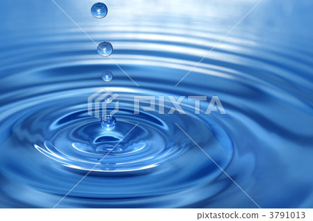 The round transparent drop of water, falls downwards. The round transparent drop of water, falls downwards. 3791013