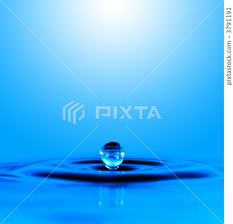 Falling drop of blue water 3791191