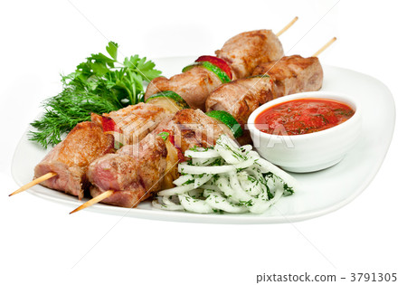Tasty grilled meat, shish kebab 3791305