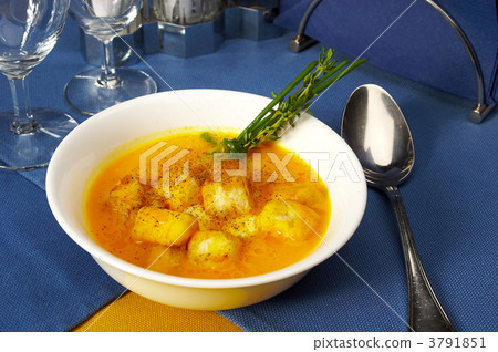 Soup on the served table Soup on the served table 3791851