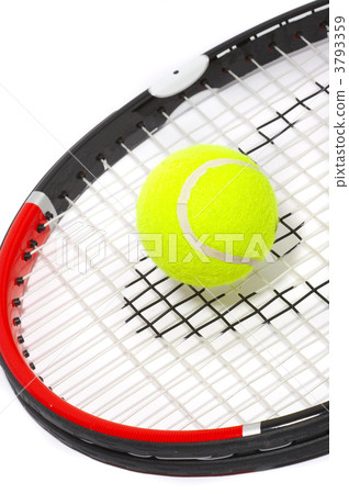 Tennis racket with a ball on a white background. 3793359