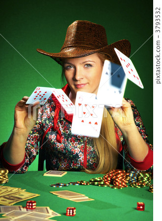 girl with a beard plays poker 3793532