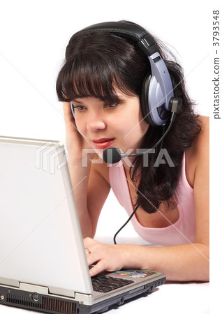 The girl in headphones with a microphone The girl in headphones with a microphone 3793548