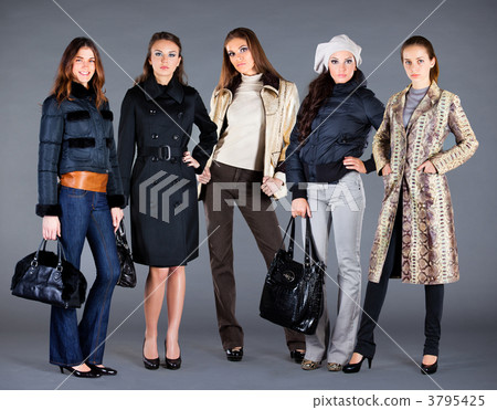 Five girls. Autumn winter collection lady's clothes Five girls. Autumn winter collection lady's clothes 3795425