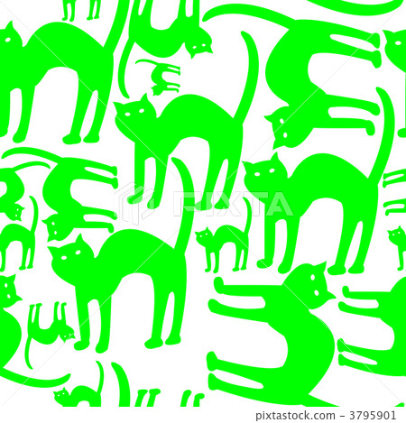 green cats pattern isolated on white background green cats pattern isolated on white background 3795901