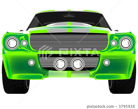 green sport car front isolated on white 3795938