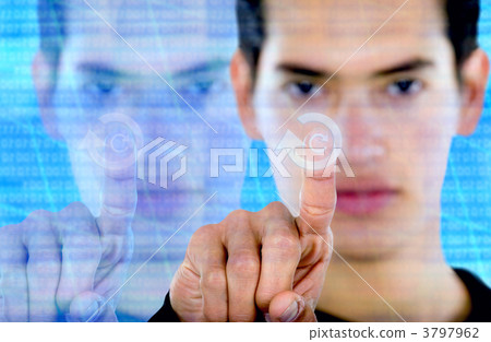 man pressing a button man pressing a button 3797962