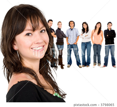 Woman and people behind her 3798065
