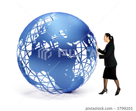 Business woman with a globe Business woman with a globe 3799201