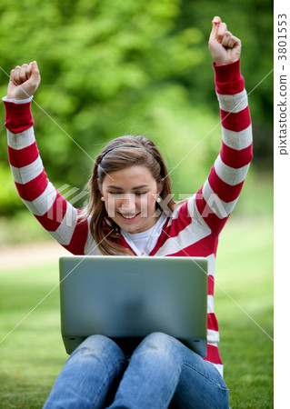 woman with laptop outdoors woman with laptop outdoors 3801553