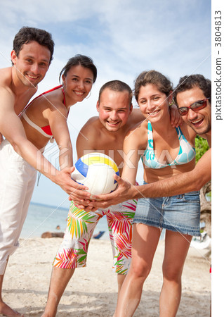 Volley team at the beach 3804813