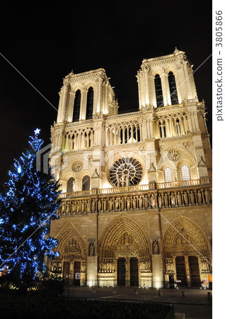 France Paris Notre-Dame Cathedral and Christmas tree 3805866