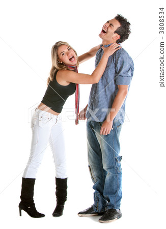 Woman choking a man Woman choking a man 3808534
