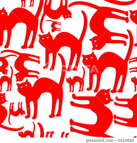 red cats pattern isolated on white background 3810088