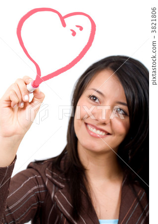 girl drawing a heart shape 3821806