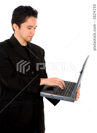 Casual man working on a laptop Casual man working on a laptop 3824150