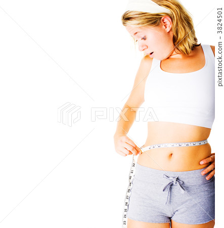 Young Woman Measuring Herself On White 3824501