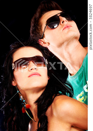 fashionable couple with sunglasses fashionable couple with sunglasses 3824697