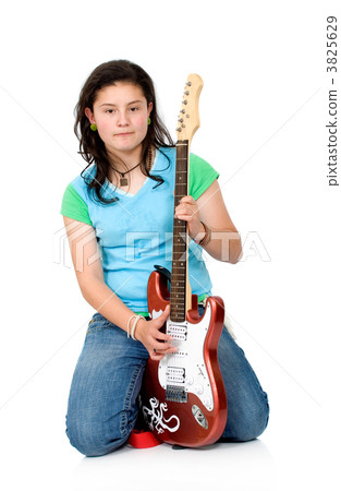 girl with aan electric guitar girl with aan electric guitar 3825629