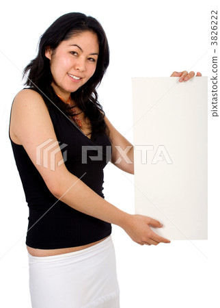 asian woman holding a banner asian woman holding a banner 3826222