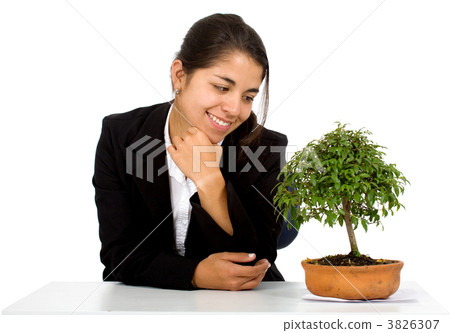 business girl with a tree on her desk business girl with a tree on her desk 3826307