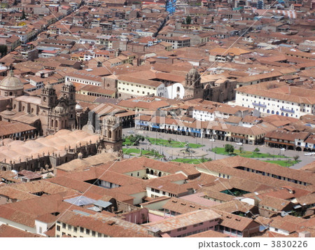 An overview of "Armas Plaza" in World Heritage Site "Cusco City" (Peru) 3830226